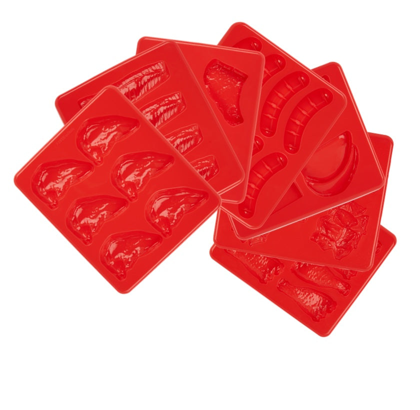 LOT DE 7 MOULES À VIANDE EN SILICONE